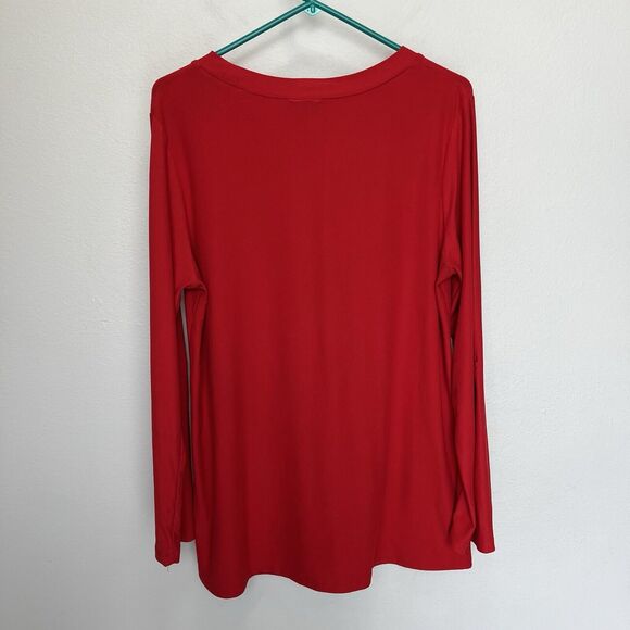 Allison Brittney | Dreaming Of A Wine Christmas Roll Tab Sleeve Top Large Sequin - Picture 6 of 6